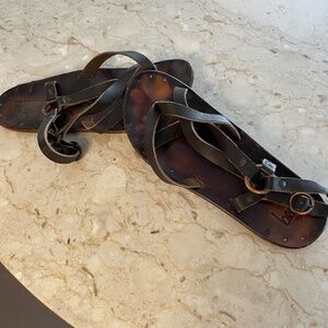 Beek Brown Leather Sandals By Two Birds Women's 7